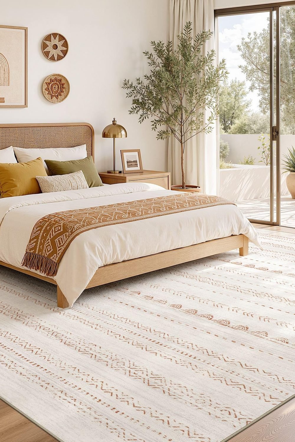 Nakagishi Boho 5x7 Area Rug Living Room Rugs Machine Washable Beige/Brown in use at home - Nakagishi Boho 5x7 Area Rug Living Room Rugs Machine Washable Beige/Brown