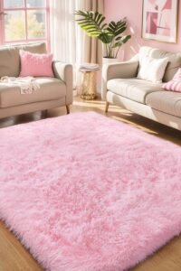 Pink Fluffy 4x6 Area Rugs Bedroom Girls, Plush Washable Carpet main product view - Pink Fluffy 4x6 Area Rugs Bedroom Girls, Plush Washable Carpet