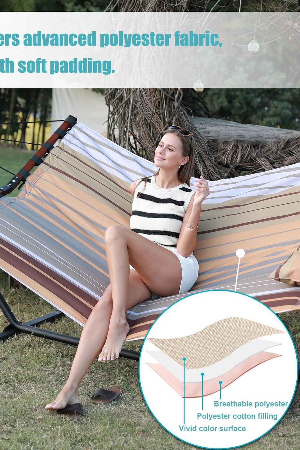 TegerDeger 12FT 2 Person Hammock V Shaped Spreader Bar Fall Yellow Stripes accessories and refills — TegerDeger 12FT 2 Person Hammock V Shaped Spreader Bar Fall Yellow Stripes