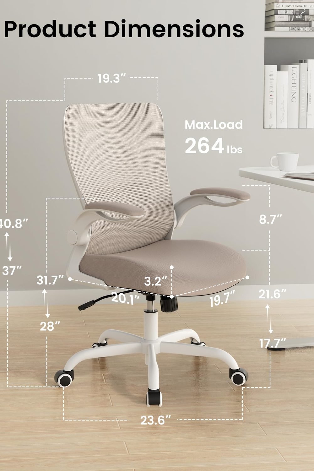 MUXX.STIL MUXX.STIL Office Chair, Ergonomic Desk Chair with Adjustable Lumbar Support and Flip up Armrest, Breathable Mesh Computer Chair for Home Office, Khaki Review (2026) 2 MUXX.STIL Office Chair, Ergonomic Desk Chair with Adjustable Lumbar Support and Flip up Armrest, Breathable Mesh Computer Chair for Home Office, Khaki in use at home