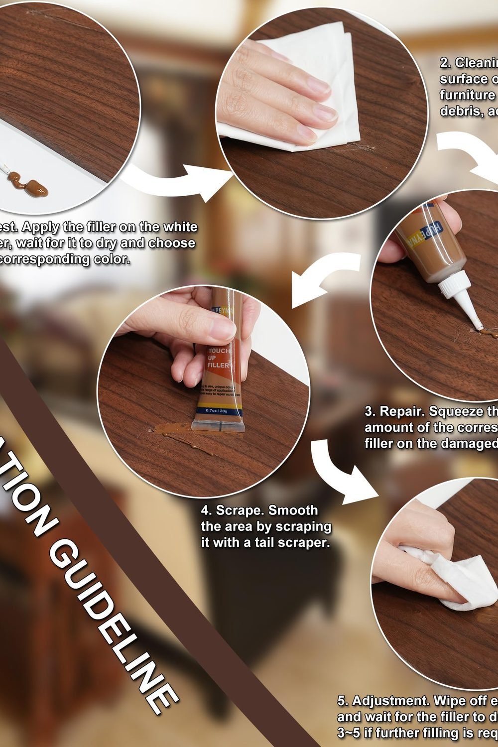 Hupeyna Wood Furniture Repair Kit, 12 Colors Wood Repair Kit, Wood Fillers accessories and refills - Hupeyna Wood Furniture Repair Kit, 12 Colors Wood Repair Kit, Wood Fillers