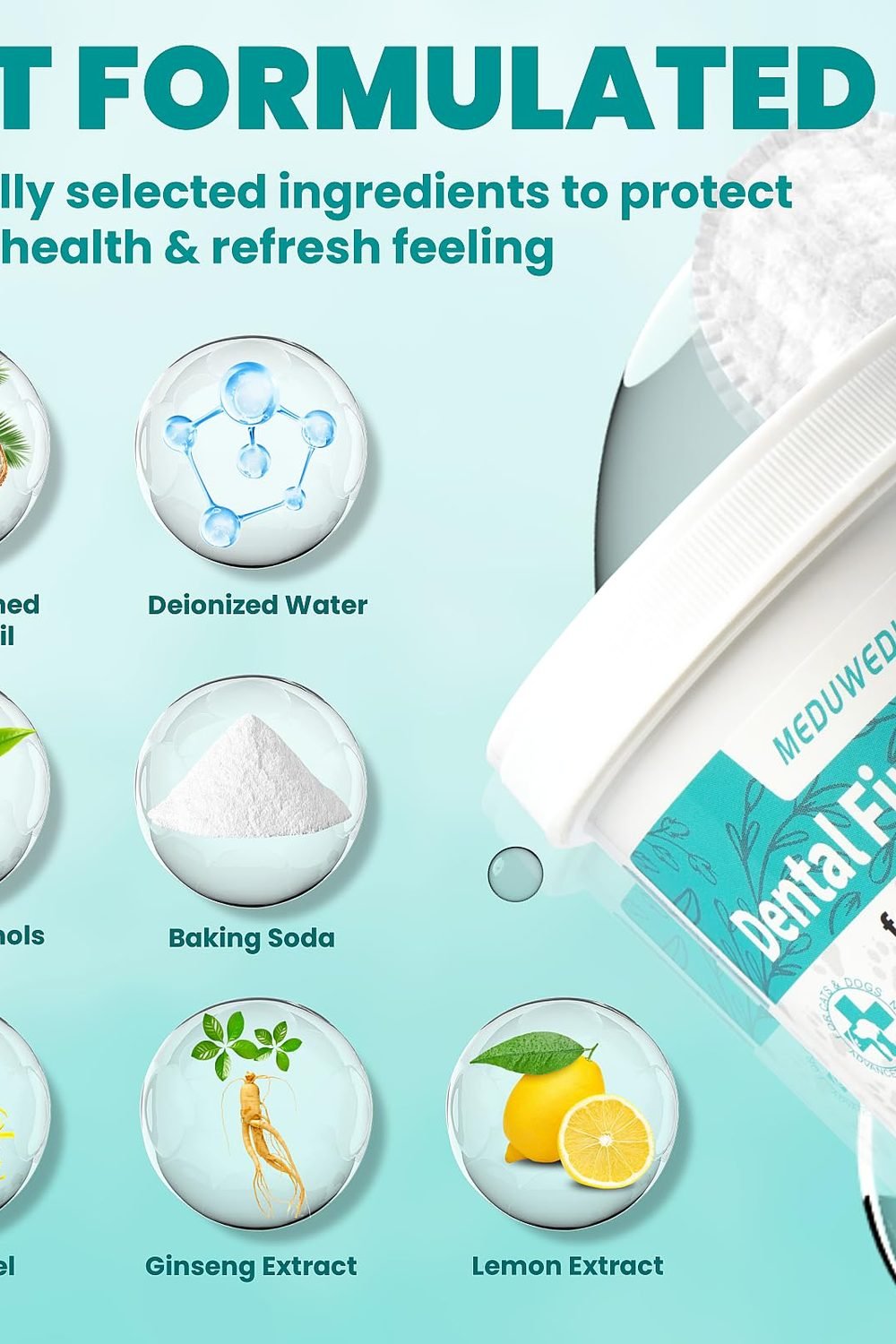 MEDUWEDU Dental Care Finger Wipes 60 Counts,Teeth Cleaning Finger Wipes Dogs & Cats,Reduces Plaque & Supports Oral Freshness, Coconut Scent packaging and contents - MEDUWEDU Dental Care Finger Wipes 60 Counts,Teeth Cleaning Finger Wipes Dogs & Cats,Reduces Plaque & Supports Oral Freshness, Coconut Scent