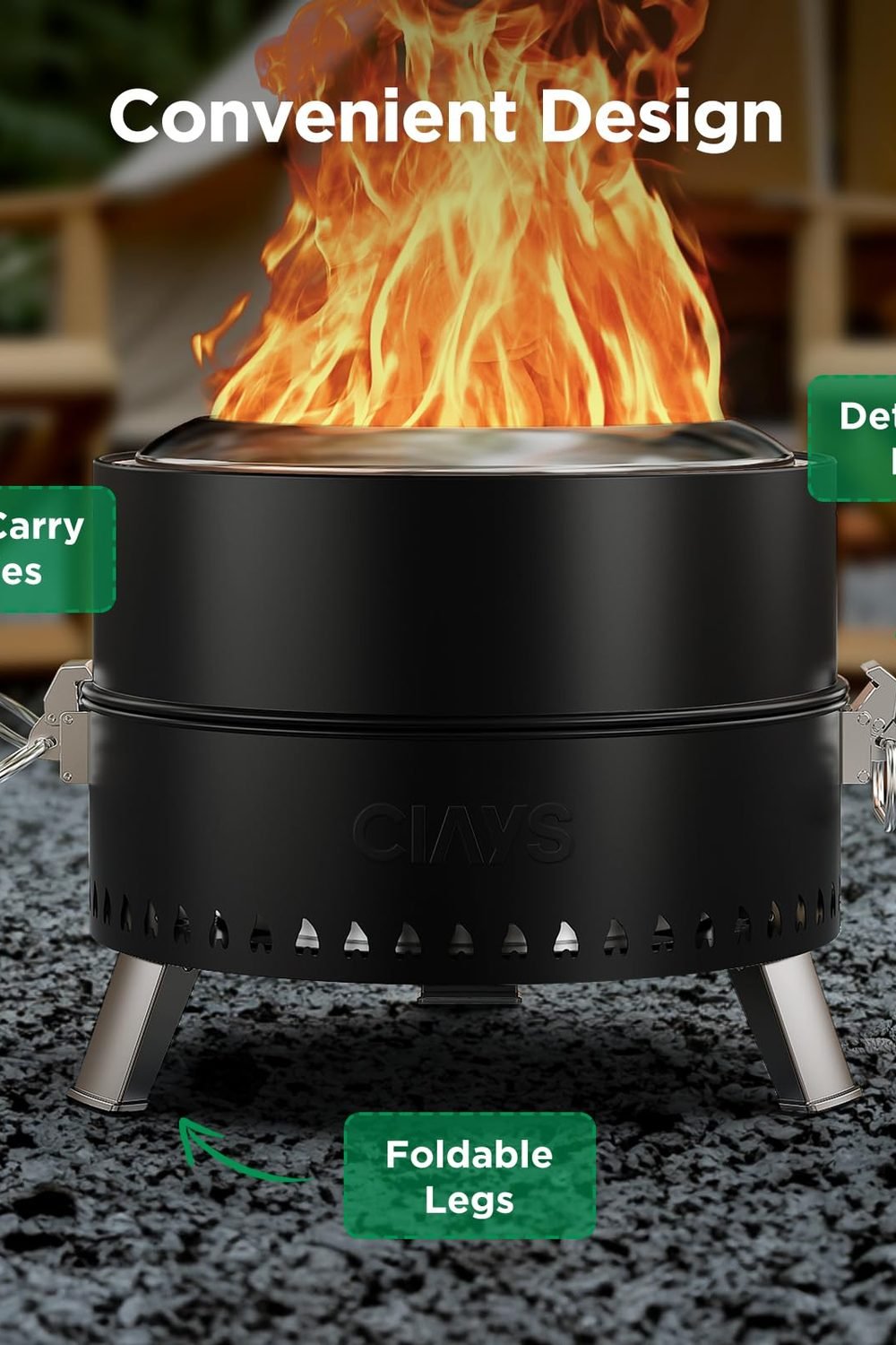 Ciays 19 Inch Smokeless Firepit, Portable Outside Camping, Black accessories and refills - Ciays 19 Inch Smokeless Firepit, Portable Outside Camping, Black