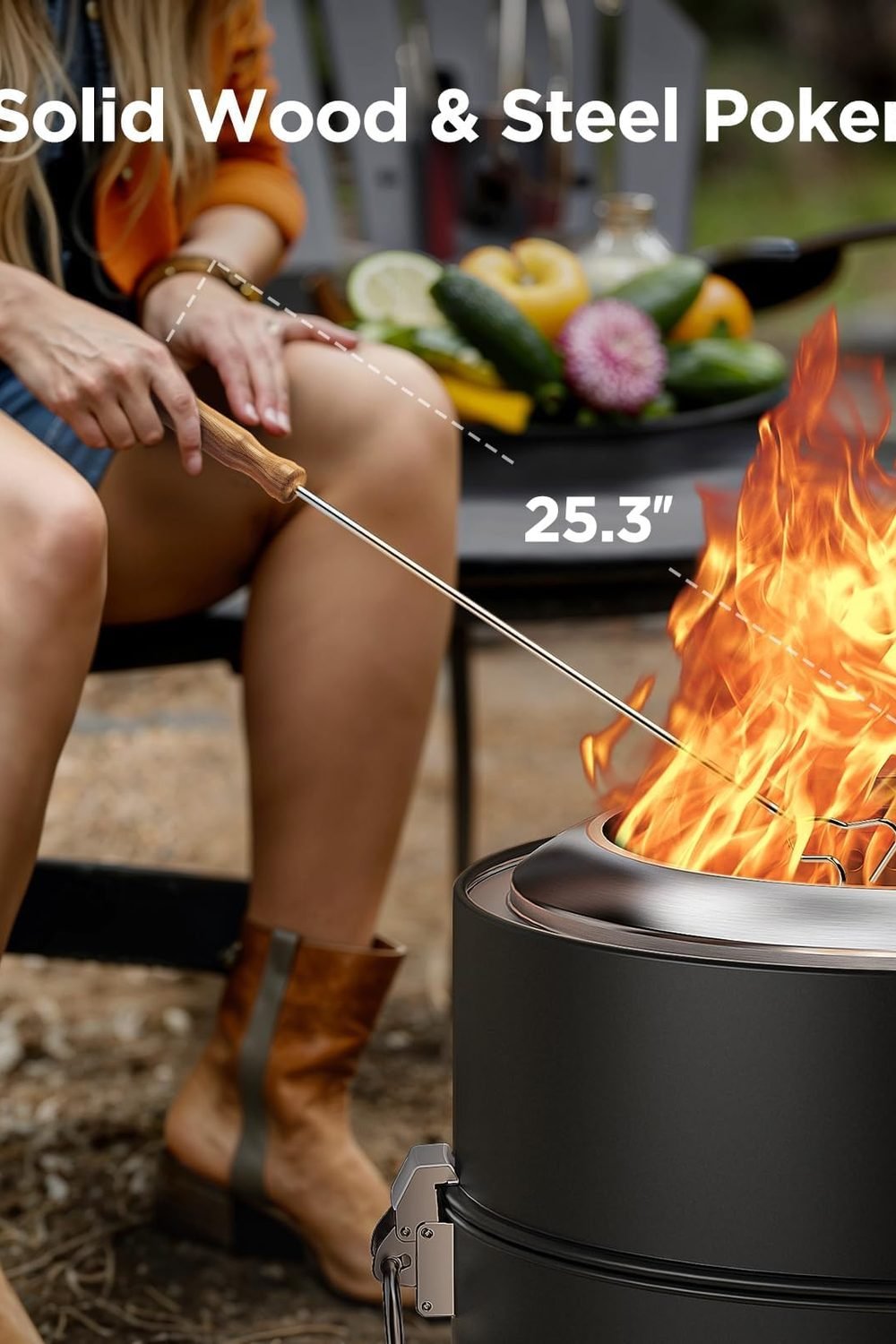 Ciays 19 Inch Smokeless Firepit, Portable Outside Camping, Black in use at home - Ciays 19 Inch Smokeless Firepit, Portable Outside Camping, Black