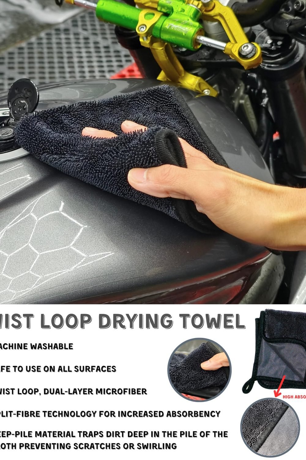 oesee 8 Pack Motorcycle Cleaning Kit - Professional Safe Chrome/Engine/Tires, Hard Reach Brush, Microfiber Mitt, Detailing Tools, Drying Towel & Wax Applicators accessories and refills - oesee 8 Pack Motorcycle Cleaning Kit - Professional Safe Chrome/Engine/Tires, Hard Reach Brush, Microfiber Mitt, Detailing Tools, Drying Towel & Wax Applicators