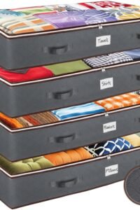 ZOBER Under Bed Storage Bags, Underbed Storage Containers, Gray, 90L 4-Pack main product view - ZOBER Under Bed Storage Bags, Underbed Storage Containers, Gray, 90L 4-Pack
