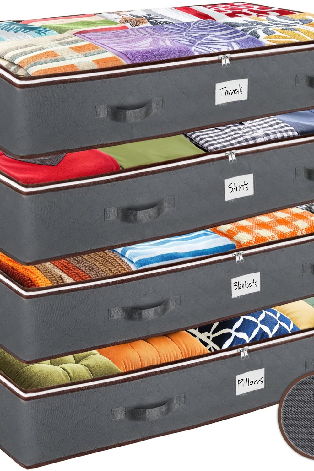 ZOBER Under Bed Storage Bags, Underbed Storage Containers, Gray, 90L 4-Pack main product view - ZOBER Under Bed Storage Bags, Underbed Storage Containers, Gray, 90L 4-Pack
