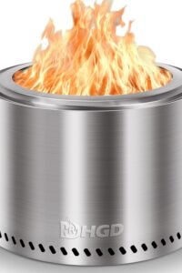 HGD 19.5" Smokeless Fire Pit Outdoor, Stainless Steel Wood Burning Firepit with Secondary Combustion, Backyard Patio Stove Garden, BBQ & Bonfire main product view - HGD 19.5" Smokeless Fire Pit Outdoor, Stainless Steel Wood Burning Firepit with Secondary Combustion, Backyard Patio Stove Garden, BBQ & Bonfire
