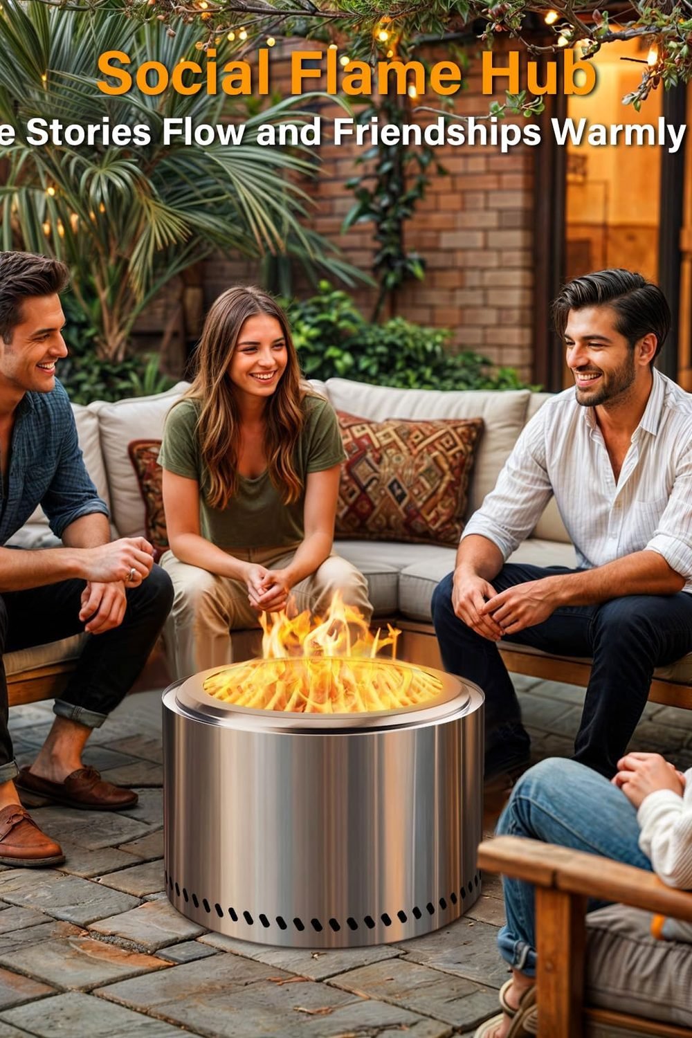 HGD 19.5" Smokeless Fire Pit Outdoor, Stainless Steel Wood Burning Firepit with Secondary Combustion, Backyard Patio Stove Garden, BBQ & Bonfire in use at home - HGD 19.5" Smokeless Fire Pit Outdoor, Stainless Steel Wood Burning Firepit with Secondary Combustion, Backyard Patio Stove Garden, BBQ & Bonfire