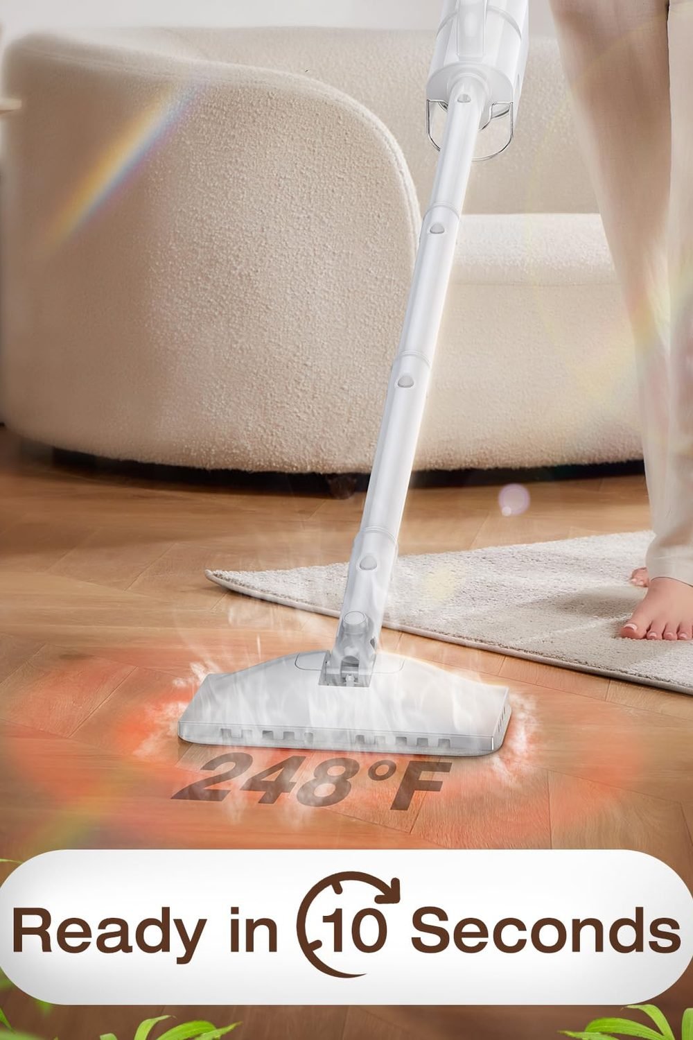 Steam Cleaner, 10-in-1 Detachable Handheld Steam Mop Multi-Surface side angle and details - Steam Cleaner, 10-in-1 Detachable Handheld Steam Mop Multi-Surface