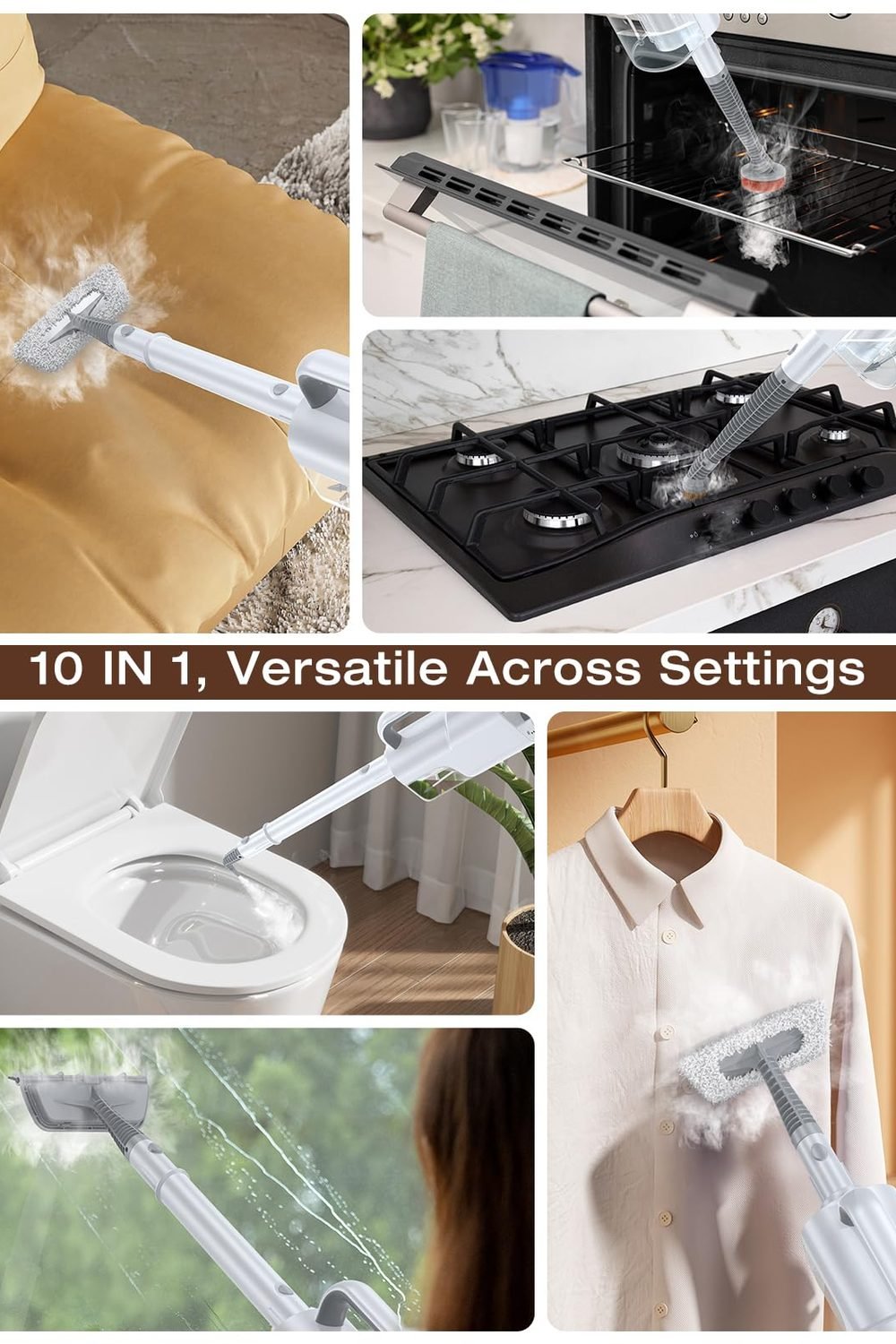 Steam Cleaner, 10-in-1 Detachable Handheld Steam Mop Multi-Surface packaging and contents - Steam Cleaner, 10-in-1 Detachable Handheld Steam Mop Multi-Surface