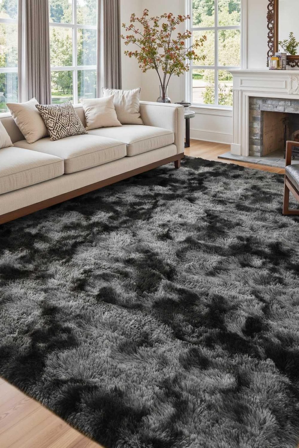 6x9 Ft Large Shag Rugs Living Room Decor, Tie-Dyed Ultra Soft Fluffy Furry Area Rugs Bedroom Indoor Floor, Aesthetic Carpet Kids Home (Dark Grey) main product view - 6x9 Ft Large Shag Rugs Living Room Decor, Tie-Dyed Ultra Soft Fluffy Furry Area Rugs Bedroom Indoor Floor, Aesthetic Carpet Kids Home (Dark Grey)