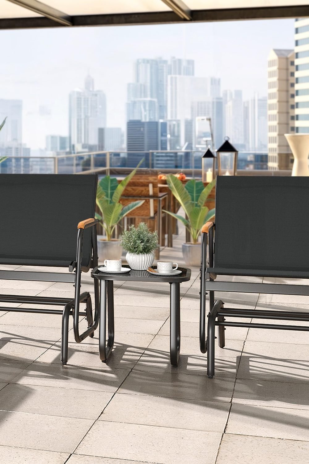 YITAHOME 3 Piece Patio Glider Set Textilene Gliders Outdoor Furniture Black packaging and contents - YITAHOME 3 Piece Patio Glider Set Textilene Gliders Outdoor Furniture Black