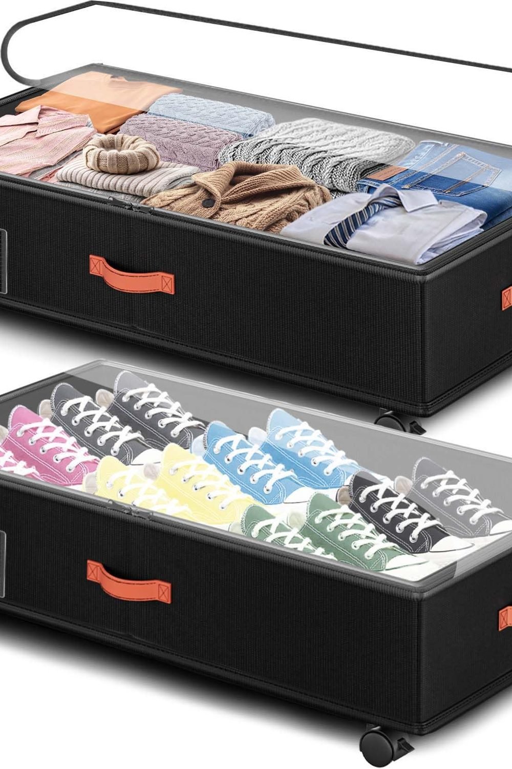 Under Bed Storage with Wheels 2-Pack, Under Bed Storage Containers 66L Clear Lids, Rolling Storage Drawers Clothes Shoes Blankets, Underbed Organizer Bins(30" L x 16.2" W x 7.5" H) main product view - Under Bed Storage with Wheels 2-Pack, Under Bed Storage Containers 66L Clear Lids, Rolling Storage Drawers Clothes Shoes Blankets, Underbed Organizer Bins(30" L x 16.2" W x 7.5" H)