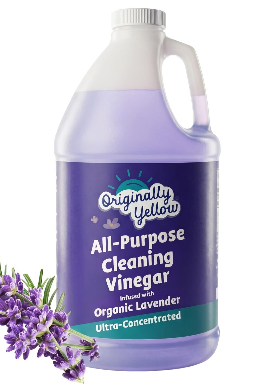 ally Yellow Lavender Vinegar Cleaning Purpose | USA Made All Purpose Cleaner | Use as a Floor, Glass, Kitchen, & Bathroom Cleaner | Plant Derived Vinegar Half Gallon | 64 Oz main product view - ally Yellow Lavender Vinegar Cleaning Purpose | USA Made All Purpose Cleaner | Use as a Floor, Glass, Kitchen, & Bathroom Cleaner | Plant Derived Vinegar Half Gallon | 64 Oz