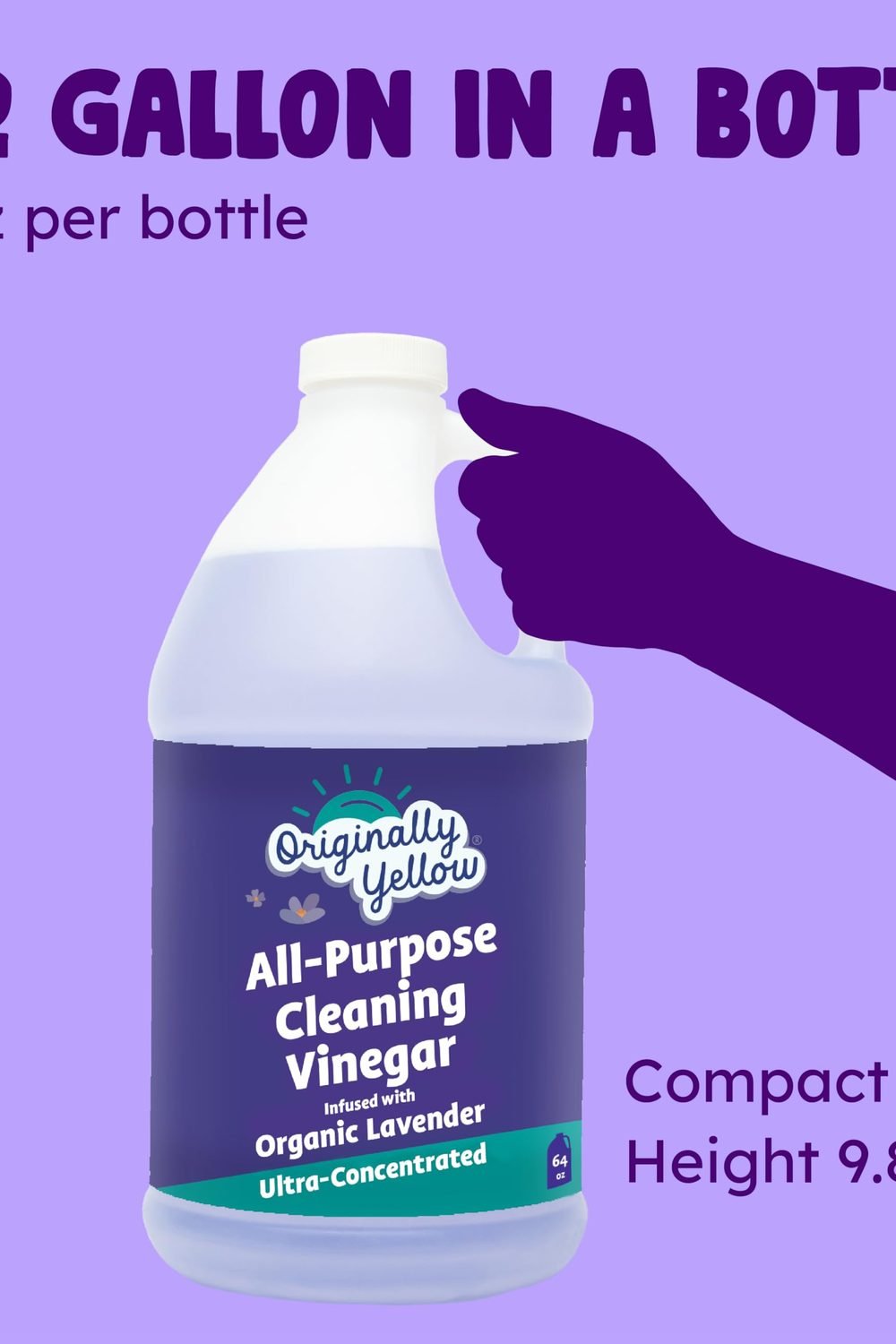 ally Yellow Lavender Vinegar Cleaning Purpose | USA Made All Purpose Cleaner | Use as a Floor, Glass, Kitchen, & Bathroom Cleaner | Plant Derived Vinegar Half Gallon | 64 Oz accessories and refills - ally Yellow Lavender Vinegar Cleaning Purpose | USA Made All Purpose Cleaner | Use as a Floor, Glass, Kitchen, & Bathroom Cleaner | Plant Derived Vinegar Half Gallon | 64 Oz