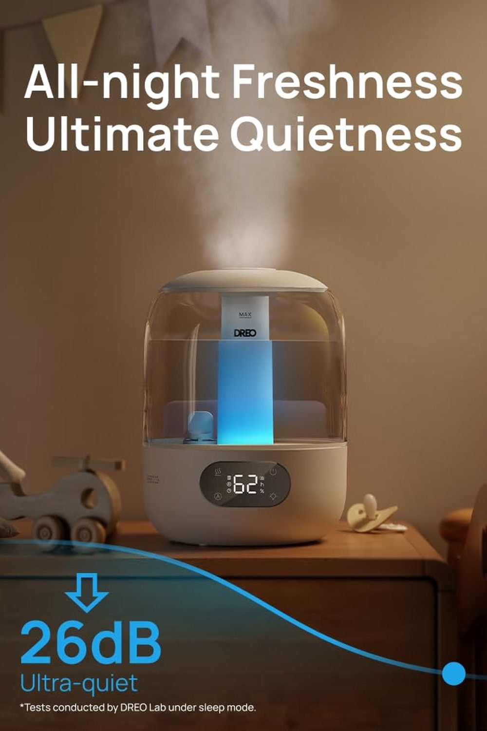 DREO 3L Humidifiers Bedroom, 30H Runtime, 26 dB Quiet, New Edition packaging and contents - DREO 3L Humidifiers Bedroom, 30H Runtime, 26 dB Quiet, New Edition