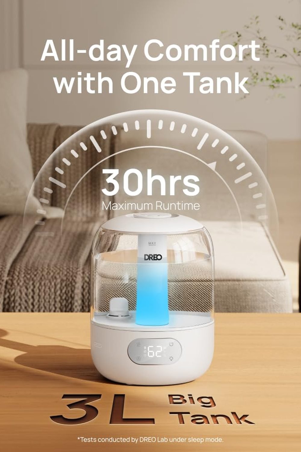 DREO 3L Humidifiers Bedroom, 30H Runtime, 26 dB Quiet, New Edition in use at home - DREO 3L Humidifiers Bedroom, 30H Runtime, 26 dB Quiet, New Edition