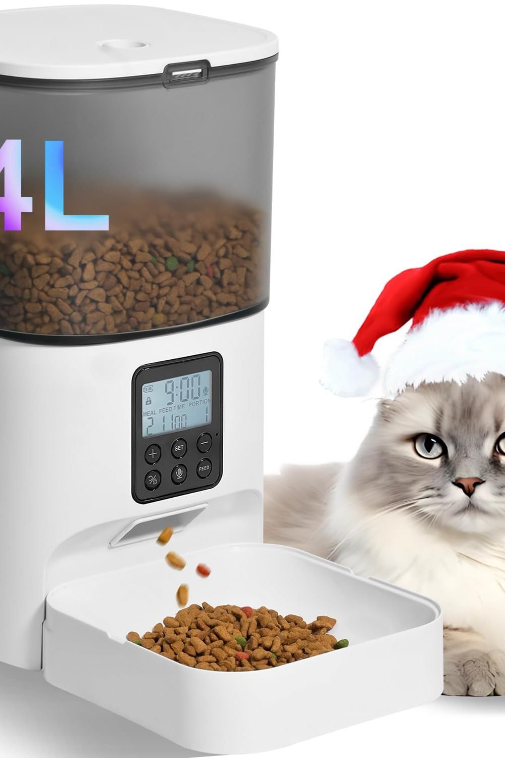 ANDOLL HOME Automatic Cat Feeder, 4L Cat Food Dispenser with 10s Voice Recorder, Pet Feeder up to 8 Meals per Day, Timed Dog Feeder with Dry Food Sealed Ring product image