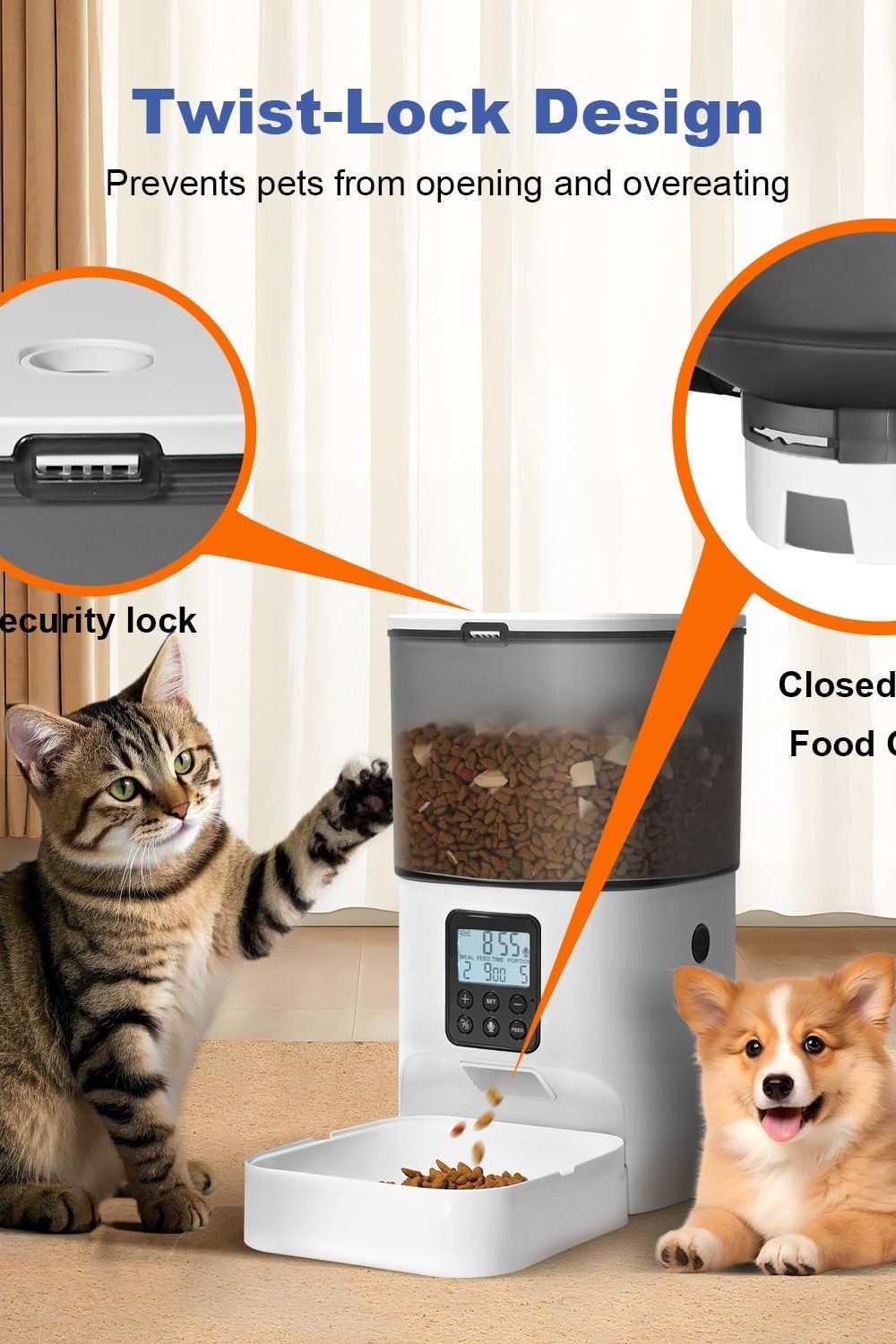 ANDOLL HOME Automatic Cat Feeder, 4L Cat Food Dispenser with 10s Voice Recorder, Pet Feeder up to 8 Meals per Day, Timed Dog Feeder with Dry Food Sealed Ring packaging and contents — ANDOLL HOME Automatic Cat Feeder, 4L Cat Food Dispenser with 10s Voice Recorder, Pet Feeder up to 8 Meals per Day, Timed Dog Feeder with Dry Food Sealed Ring