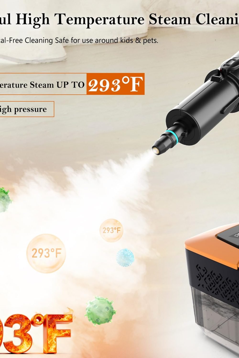 Steam Cleaner, 3-Level Adjustable Handle, 15s Heat-Up, Steamer Cleaning With 1.8L Large Tank, Dry Burn Protection, Handheld Steam Cleaner Home, Bathroom, Tile, Grout,Car with 12pcs Accessories in use at home - Steam Cleaner, 3-Level Adjustable Handle, 15s Heat-Up, Steamer Cleaning With 1.8L Large Tank, Dry Burn Protection, Handheld Steam Cleaner Home, Bathroom, Tile, Grout,Car with 12pcs Accessories