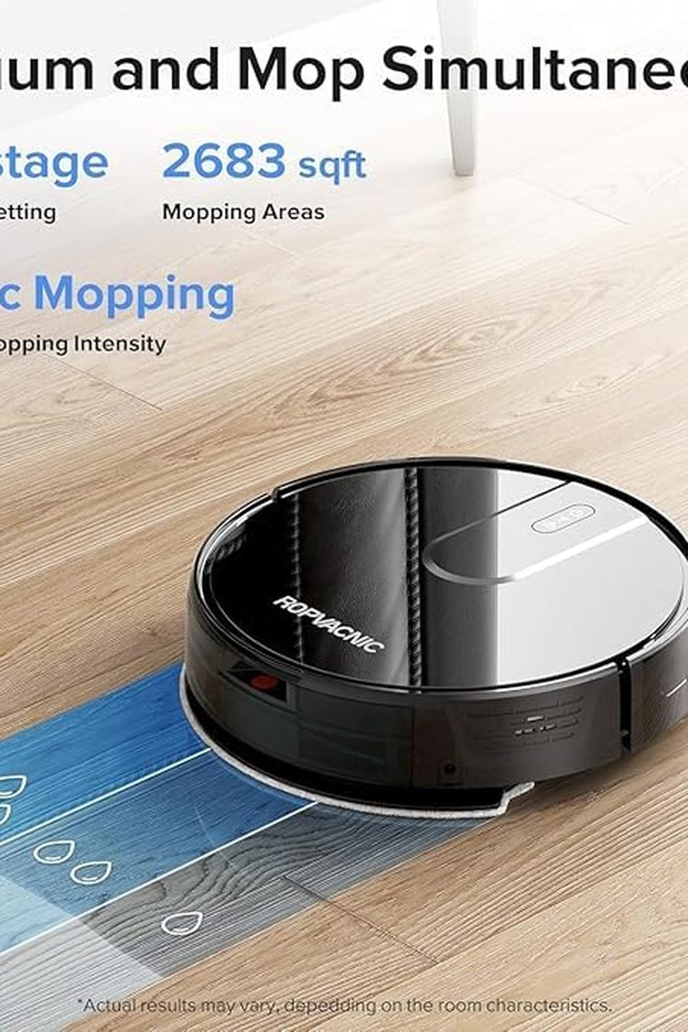 ROPVACNIC Robot Vacuum and Mop Combo 5200Pa Suction Robotic Cleaner in use at home — ROPVACNIC Robot Vacuum and Mop Combo 5200Pa Suction Robotic Cleaner
