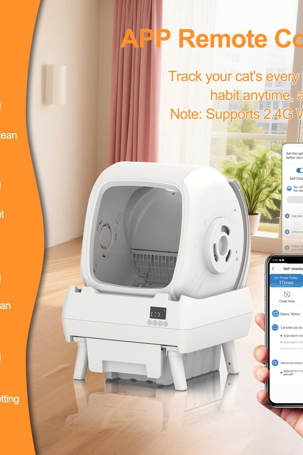 Automatic Cat Litter Box Self Cleaning - App Control, Cat Toilet Records, Suitable Big Cats, Medium Cats, Kittens and Multi-Cat Families, Anti-Pinch, Low NoiseAssembly Required- White packaging and contents - Automatic Cat Litter Box Self Cleaning - App Control, Cat Toilet Records, Suitable Big Cats, Medium Cats, Kittens and Multi-Cat Families, Anti-Pinch, Low NoiseAssembly Required- White