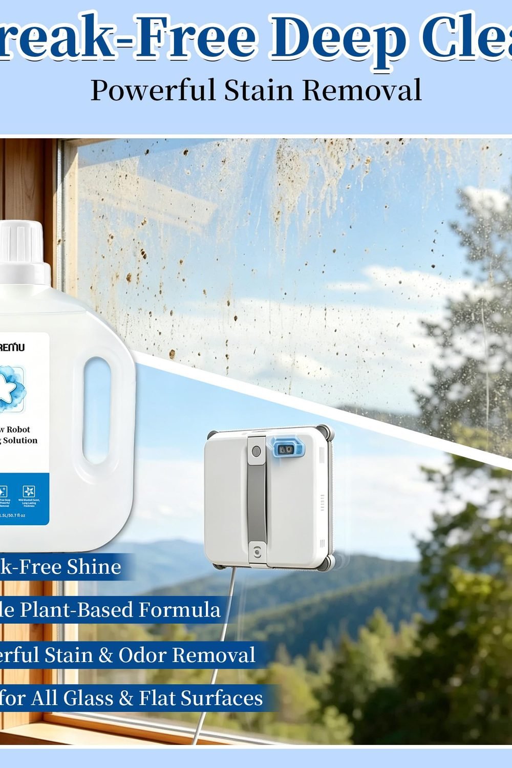1.5L Window Cleaning Solution Compatible with ECOVACS Winbot W3/W2 PRO/MINI packaging and contents - 1.5L Window Cleaning Solution Compatible with ECOVACS Winbot W3/W2 PRO/MINI