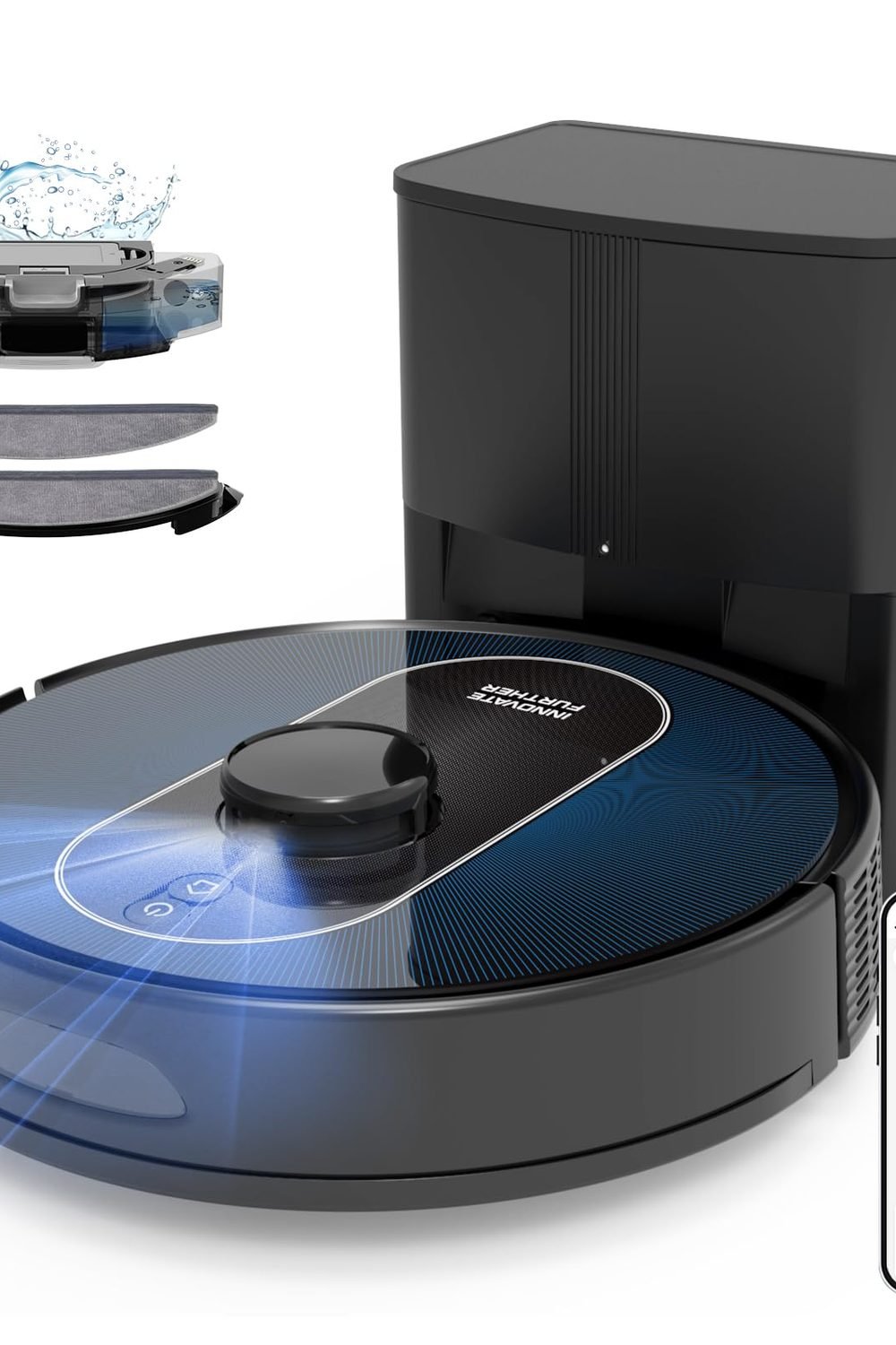 Robot Vacuum and Mop Combo, 6000Pa Robotic Vacuum with Mapping, Self-Emptying Station for 90 Days Hands-Free, LiDAR Navigation, Wi-Fi/App/Alexa Voice Control, for Carpets & Hard Floors shown on its Amazon listing