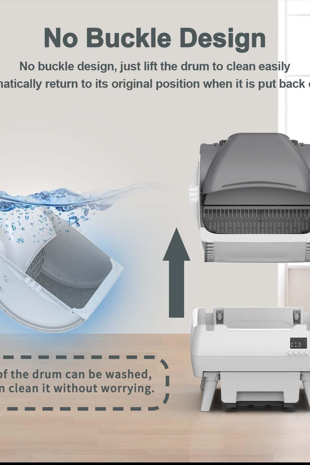 Automatic Cat Litter Box Self Cleaning - App Control, Open-Design, Smart Health Monitor, Suitable Medium Cats and Kittens, Anti-Pinch Safety, Quiet Operation - White in use at home - Automatic Cat Litter Box Self Cleaning - App Control, Open-Design, Smart Health Monitor, Suitable Medium Cats and Kittens, Anti-Pinch Safety, Quiet Operation - White