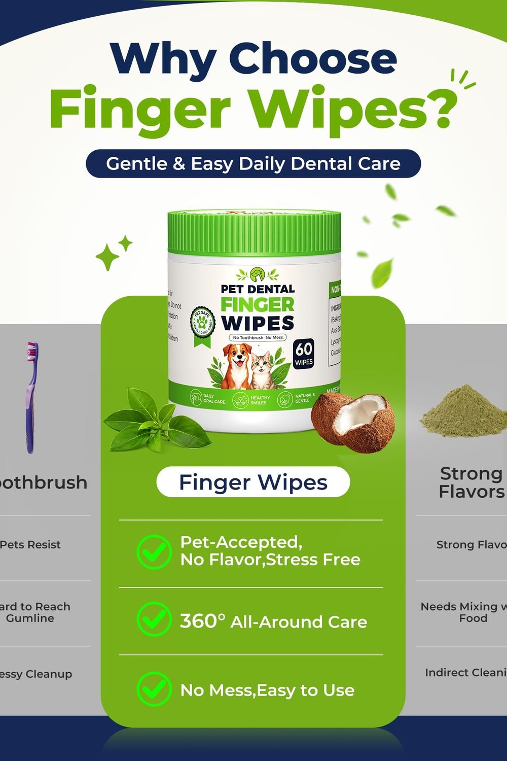 Dog Dental Wipes Teeth Cleaning, Finger Toothbrush Wipes Dogs Cats,Dog Teeth Cleaning Wipes Reduce Bad Breath & Plaque Tartar, No-Rinse Daily Oral Care,Dog Toothbrush & Toothpaste Alternatives packaging and contents - Dog Dental Wipes Teeth Cleaning, Finger Toothbrush Wipes Dogs Cats,Dog Teeth Cleaning Wipes Reduce Bad Breath & Plaque Tartar, No-Rinse Daily Oral Care,Dog Toothbrush & Toothpaste Alternatives