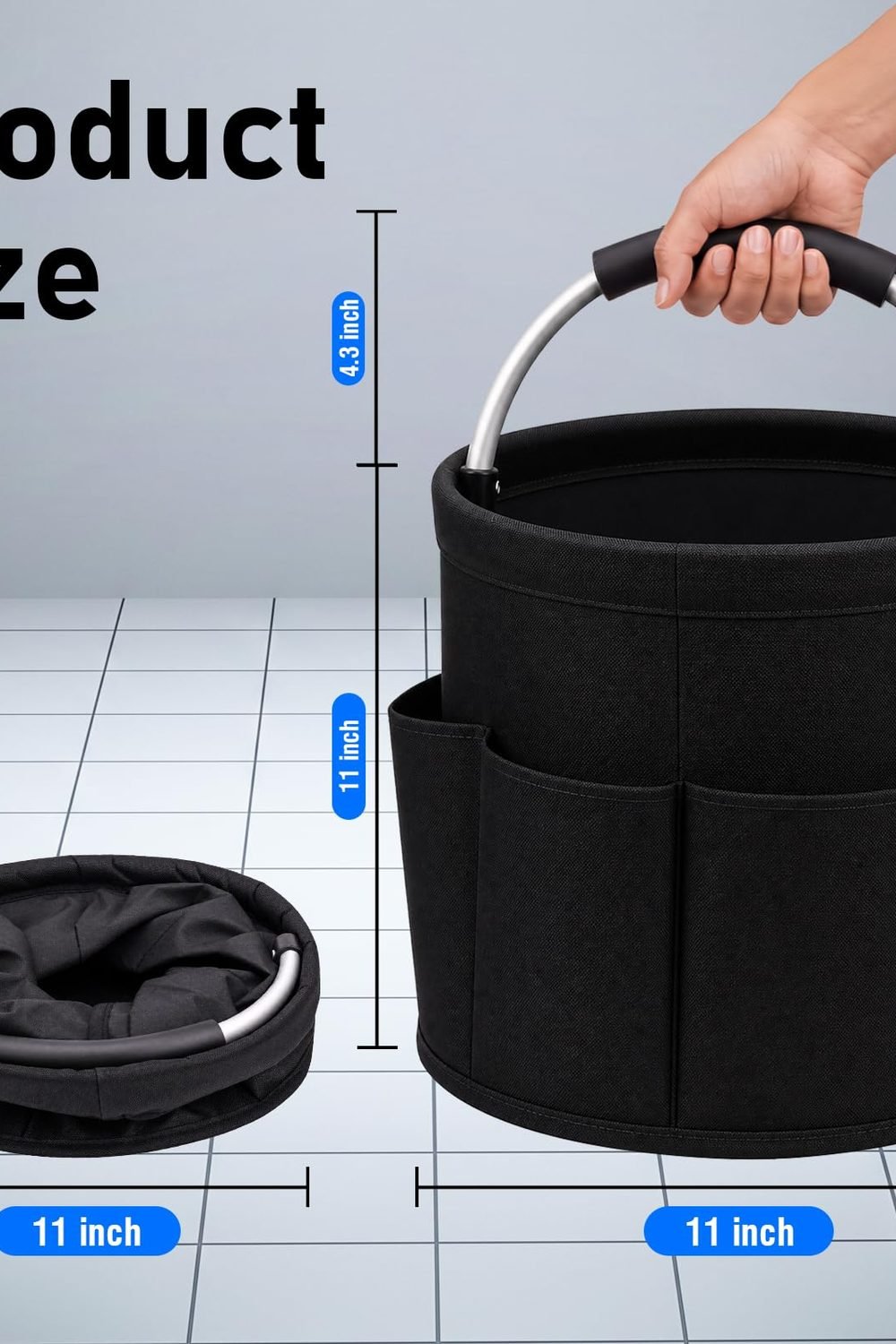 Cleaning Caddy Cleaning Supplies,17-L,6 Side Pockets side angle and details - Cleaning Caddy Cleaning Supplies,17-L,6 Side Pockets