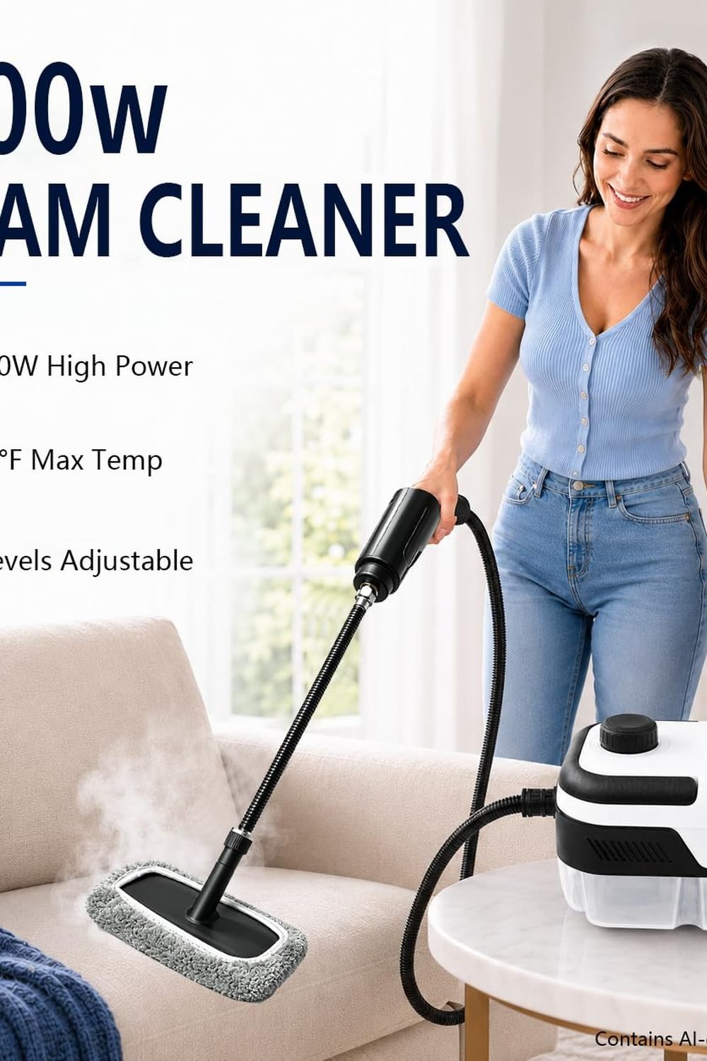 Handheld Steam Cleaner,High Pressure Steam Cleaner With 18pcs Accessories,40.6 Oz Water Tank,6-Level Adjustable Steam And 10s Heat-Up,Home Steam Cleaner Floor Furniture Car Cleaning side angle and details - Handheld Steam Cleaner,High Pressure Steam Cleaner With 18pcs Accessories,40.6 Oz Water Tank,6-Level Adjustable Steam And 10s Heat-Up,Home Steam Cleaner Floor Furniture Car Cleaning