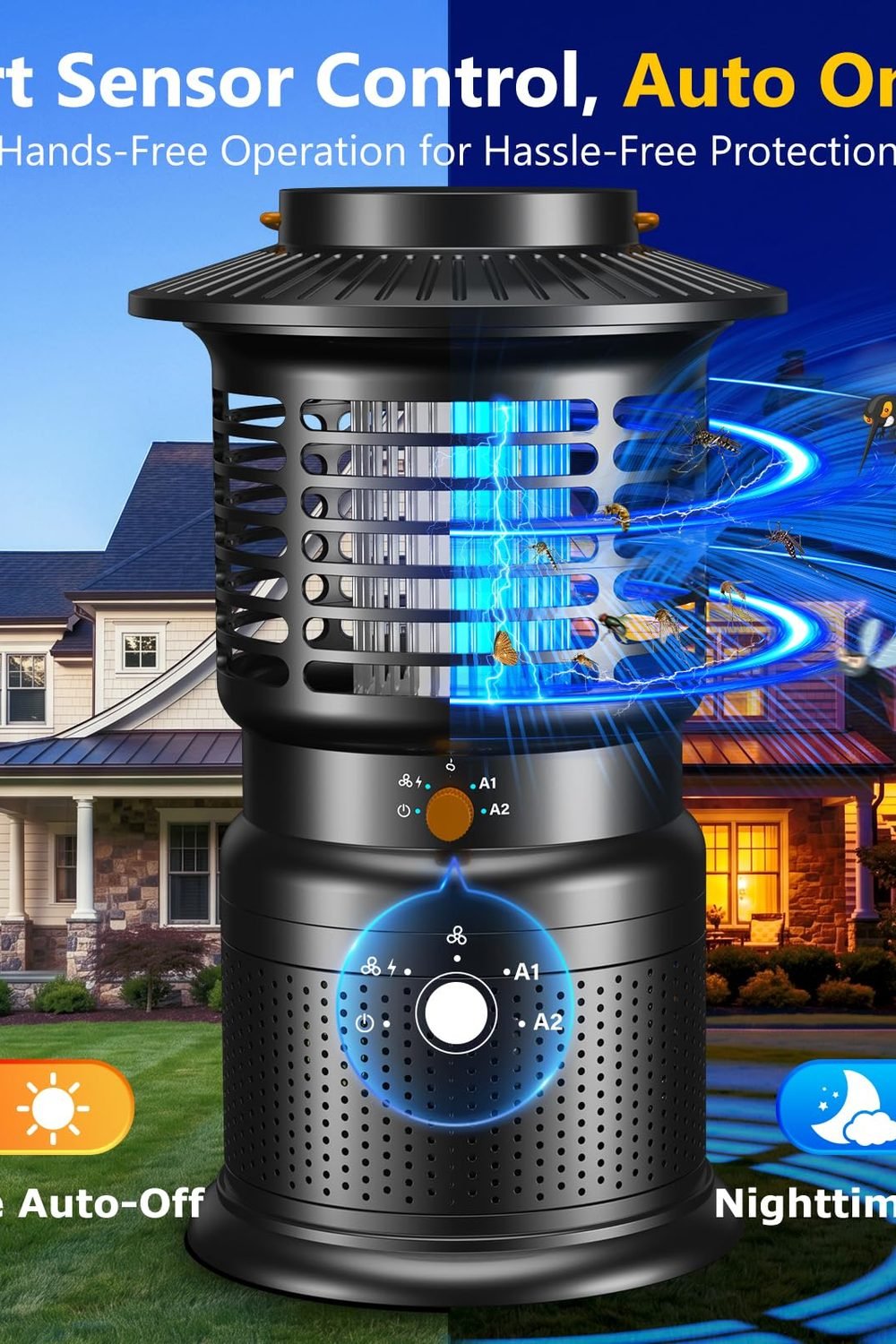 Mosquito Trap, 10000mAh Rechargeable Bug Zapper Indoor & Outdoor, Cordless Fly Trap with 2-in-1 Suction & Electric Grid, Auto Light Sensor, IPX5 Waterproof Patio, Garden & Camping accessories and refills — Mosquito Trap, 10000mAh Rechargeable Bug Zapper Indoor & Outdoor, Cordless Fly Trap with 2-in-1 Suction & Electric Grid, Auto Light Sensor, IPX5 Waterproof Patio, Garden & Camping
