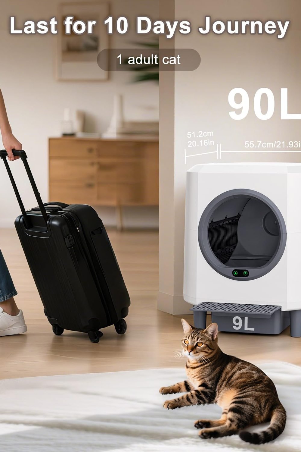 Automatic Litter Box, Self Cleaning Litter Box, Odor Control, 90L Capacity in use at home - Automatic Litter Box, Self Cleaning Litter Box, Odor Control, 90L Capacity