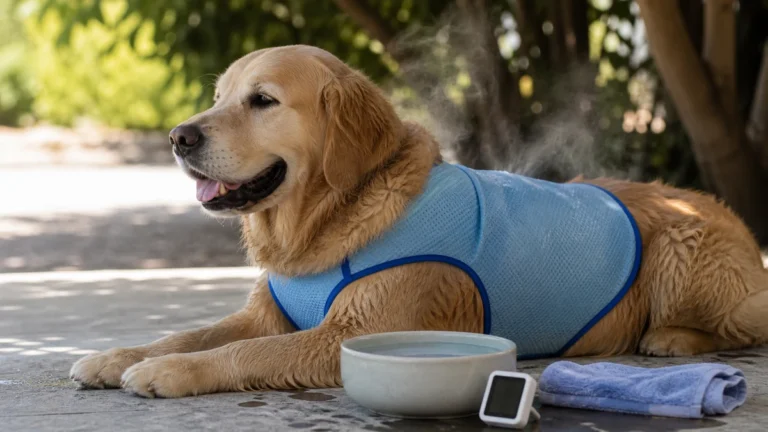 Dog cooling vest use in shade and humidity