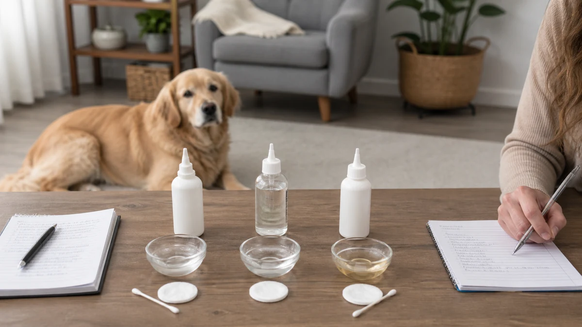 dog ear cleaning solution comparison testing setup