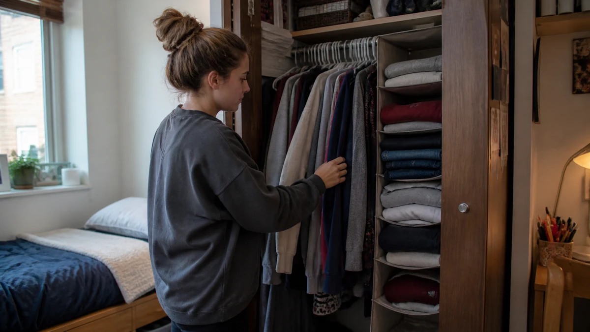 dorm closet organizer buyer problem and daily context