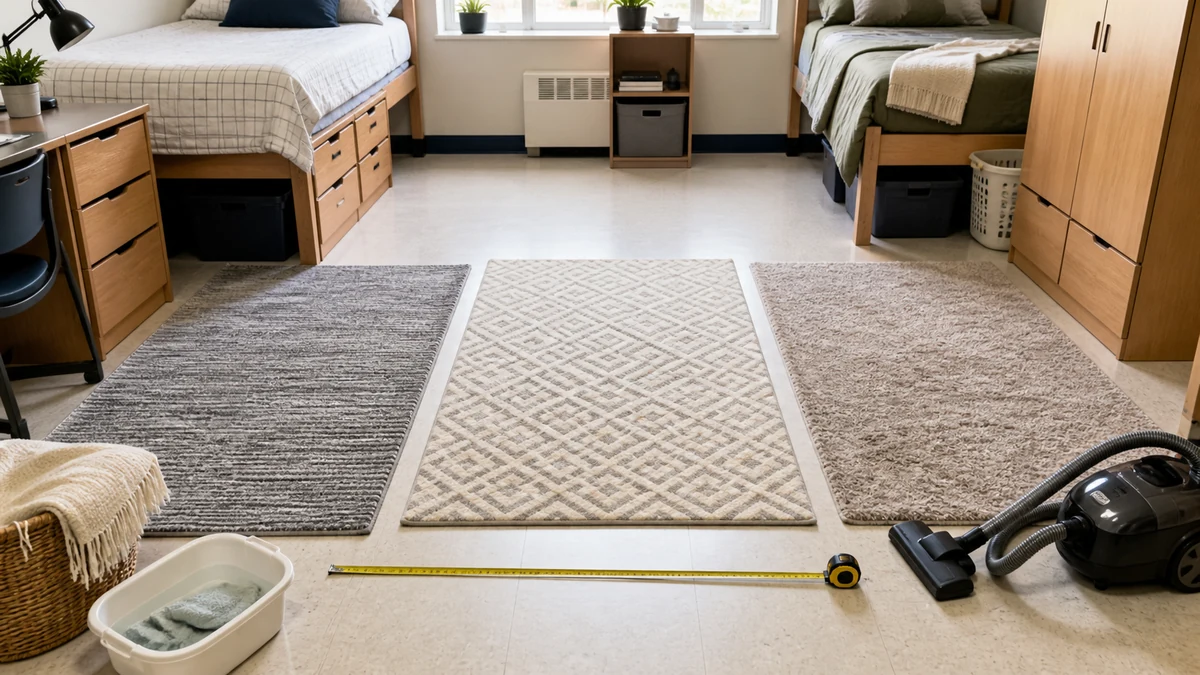dorm room rug comparison testing setup