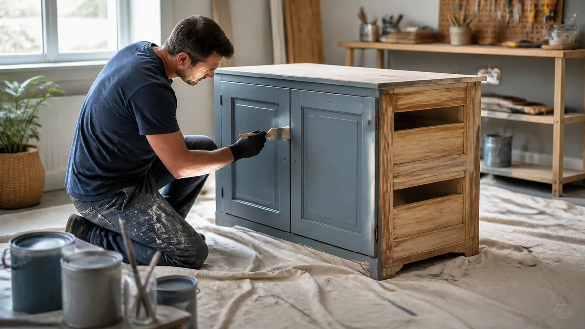 Real-world paint for wood furniture setup in an outdoor living space