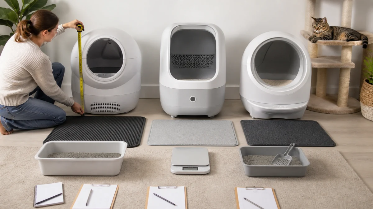 Best Self Cleaning Cat Litter Box 2026: 3 Product Comparison 9 self cleaning cat litter box comparison testing setup