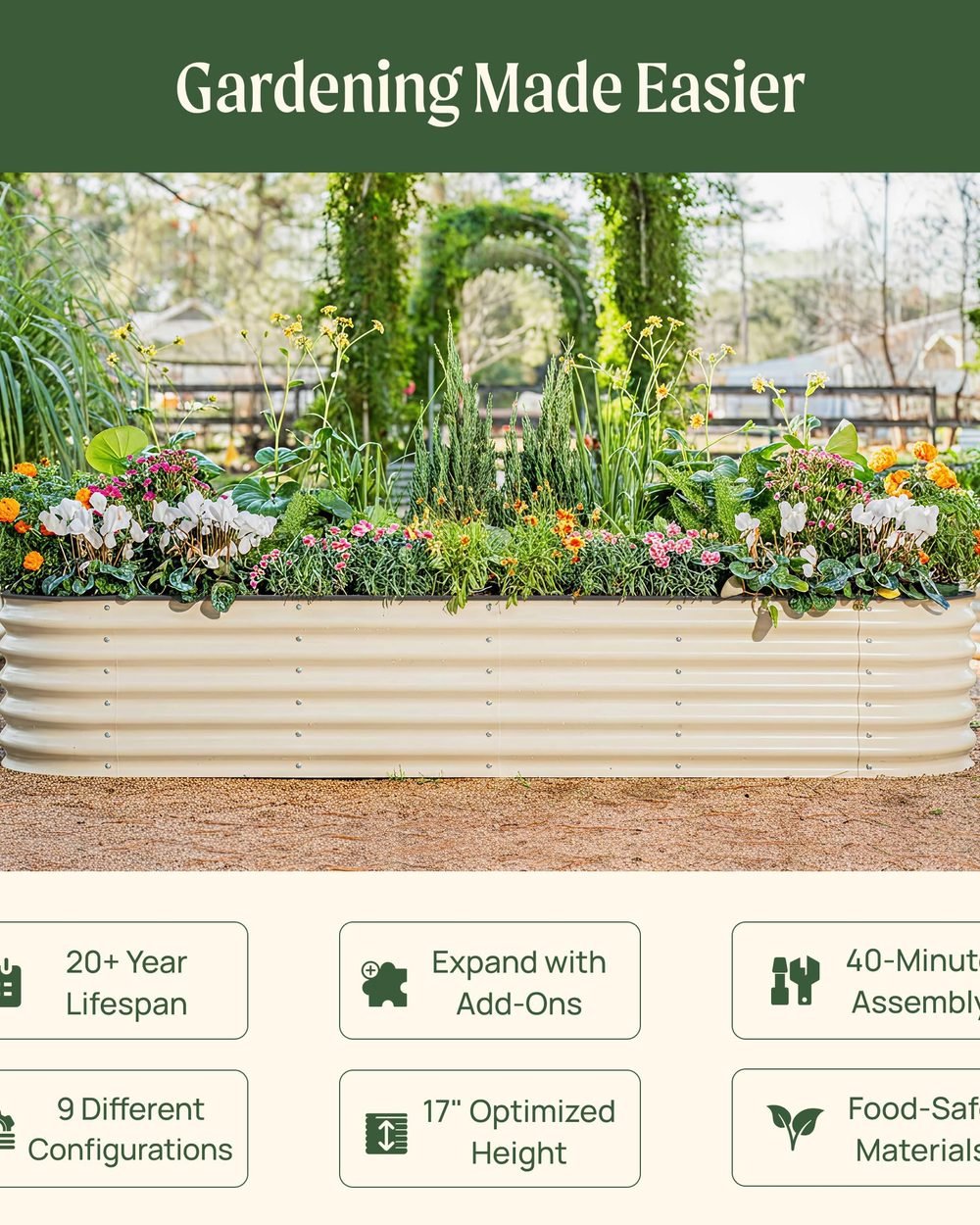 Vego Garden 9-in-1 Raised Bed Review 2 Vego Garden raised bed panel and planted detail