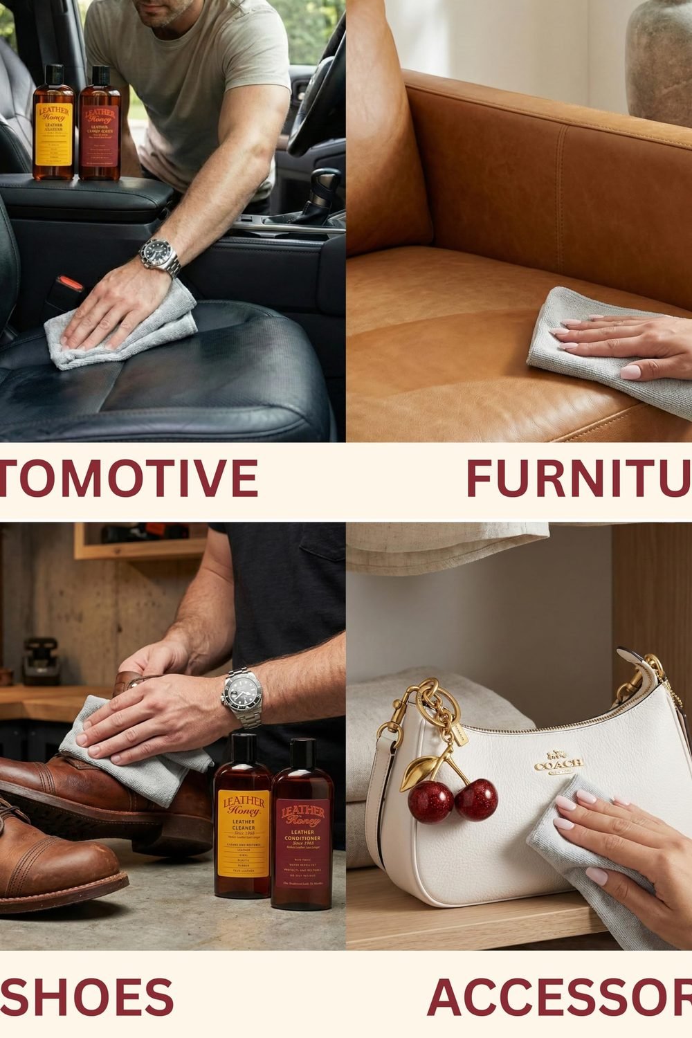 Leather Honey Leather Conditioner - Non-Toxic & Made in the USA Since 1968 side angle and details - Leather Honey Leather Conditioner - Non-Toxic & Made in the USA Since 1968