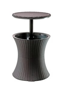 Keter Pacific Cool Bar Outdoor Patio Furniture and Hot Tub Side Table with 7.5 Gallon Beer and Wine Cooler, Espresso Brown main product view - Keter Pacific Cool Bar Outdoor Patio Furniture and Hot Tub Side Table with 7.5 Gallon Beer and Wine Cooler, Espresso Brown