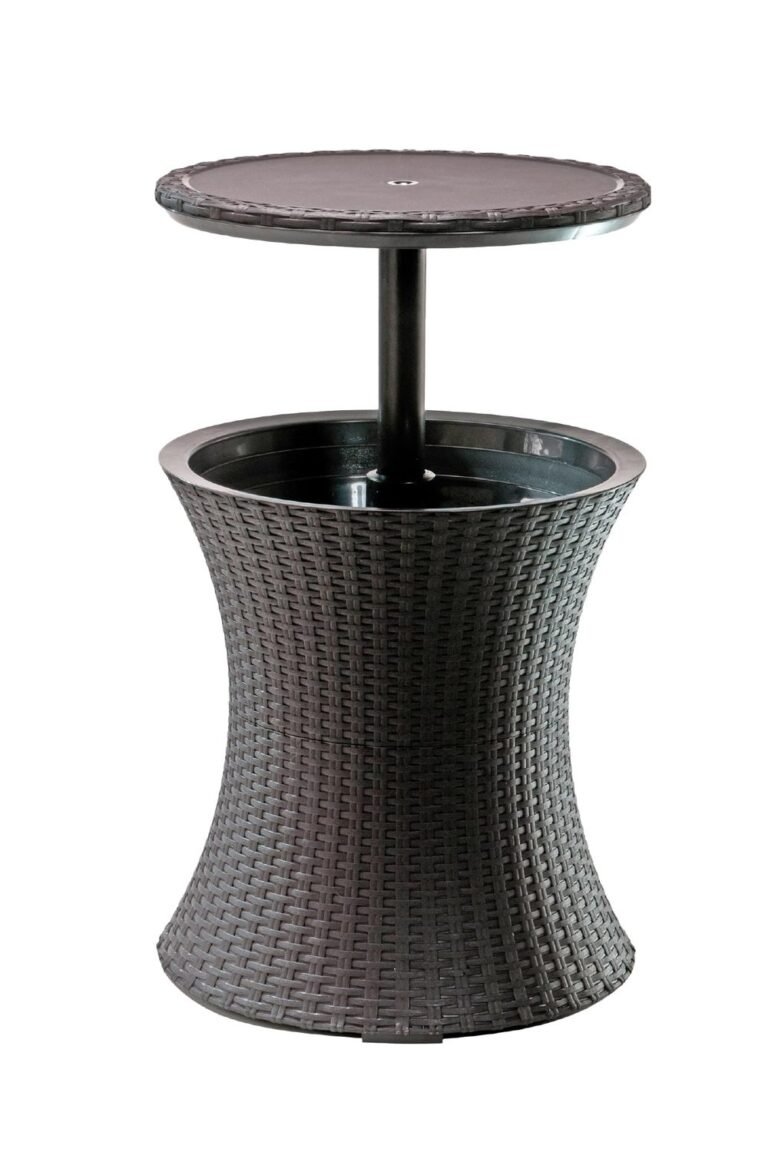 Keter Pacific Cool Bar Outdoor Patio Furniture and Hot Tub Side Table with 7.5 Gallon Beer and Wine Cooler, Espresso Brown main product view - Keter Pacific Cool Bar Outdoor Patio Furniture and Hot Tub Side Table with 7.5 Gallon Beer and Wine Cooler, Espresso Brown