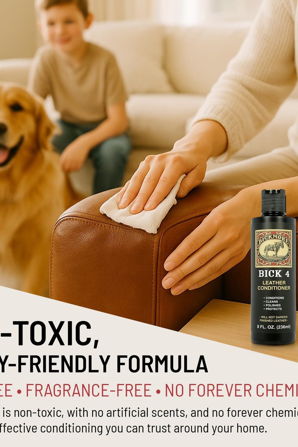 Bick 4 Leather Conditioner & Cleaner, Won't Darken Boots, Couch, Bags 2 oz in use at home - Bick 4 Leather Conditioner & Cleaner, Won't Darken Boots, Couch, Bags 2 oz