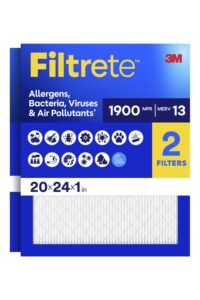 Filtrete 20x24x1 Air Filter, MERV 13 MPR 1900, Allergens, Bacteria, Viruses & Air Pollutants, 3-Month AC/Furnace Filters, Cleaner Air Reliable Airflow, 2 HVAC Filters(Act Size 19.81x23.81x0.78 in) main product view - Filtrete 20x24x1 Air Filter, MERV 13 MPR 1900, Allergens, Bacteria, Viruses & Air Pollutants, 3-Month AC/Furnace Filters, Cleaner Air Reliable Airflow, 2 HVAC Filters(Act Size 19.81x23.81x0.78 in)