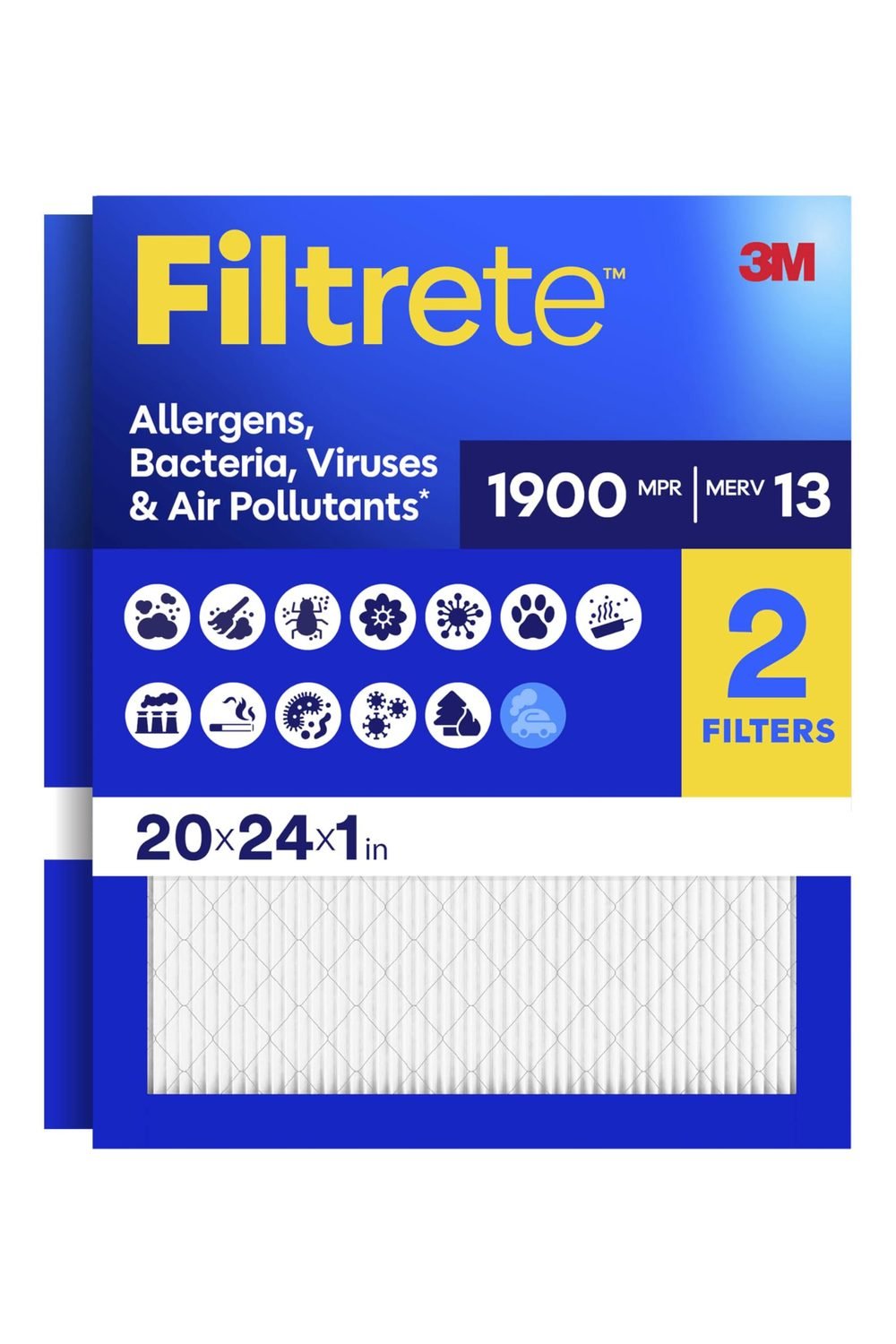 Filtrete 20x24x1 Air Filter Review (2026) 1 Filtrete 20x24x1 Air Filter, MERV 13 MPR 1900, Allergens, Bacteria, Viruses & Air Pollutants, 3-Month AC/Furnace Filters, Cleaner Air Reliable Airflow, 2 HVAC Filters(Act Size 19.81x23.81x0.78 in) shown on its Amazon listing