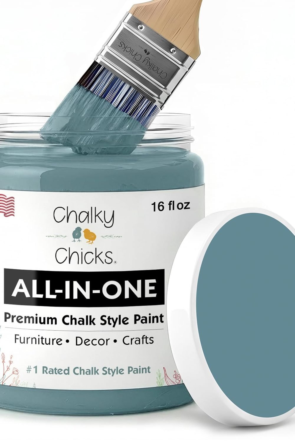 Chalky Chicks Medium Blue 16 Fl Oz Chalk Paint Review (2026) 1 Chalky Chicks Medium Blue 16 Fl Oz Chalk Paint for Furniture All in One shown on its Amazon listing