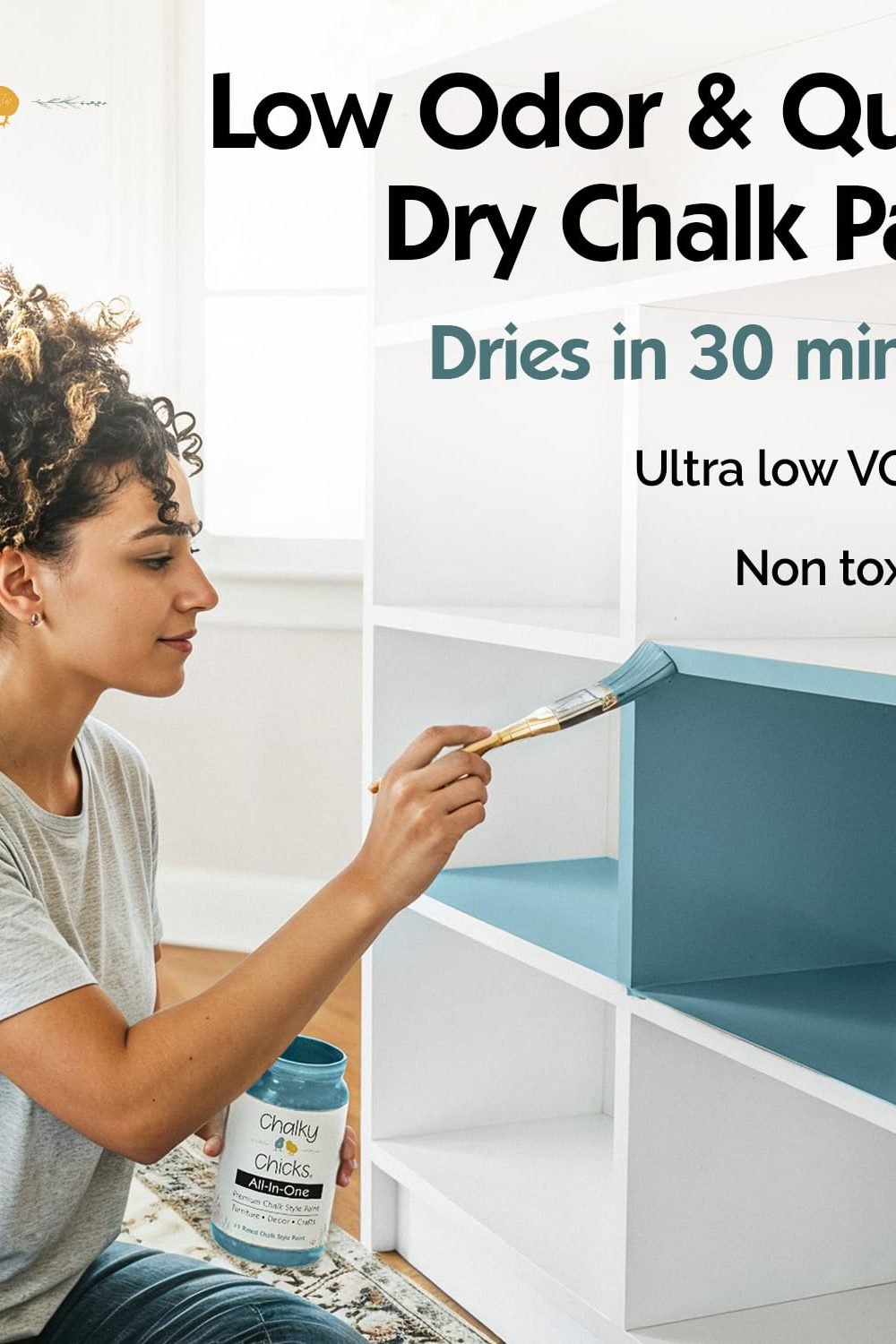 Chalky Chicks Medium Blue 16 Fl Oz Chalk Paint Furniture All in One accessories and refills - Chalky Chicks Medium Blue 16 Fl Oz Chalk Paint Furniture All in One